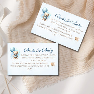 Sweet Teddy Bear Blue Balloon Books for Baby Enclosure Card