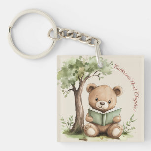 Sweet Teddy Bear Book Lover Baby Shower Party  Key Ring