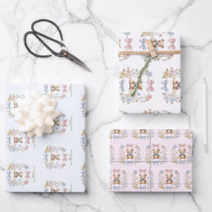 Sweet Teddy Bear Bows Baby Shower Gift Wrap