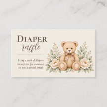 Sweet Teddy Bear Diaper Raffle Baby Shower