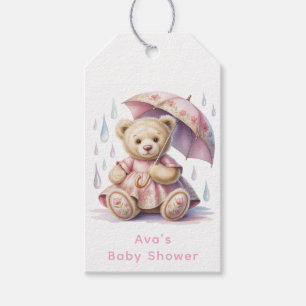 Sweet Teddy Bear Girl Baby Shower Gift Tags