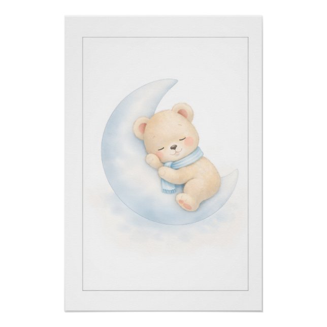 Sweet Teddy Bear Illustration – Premium Nursery Wa Poster (Front)