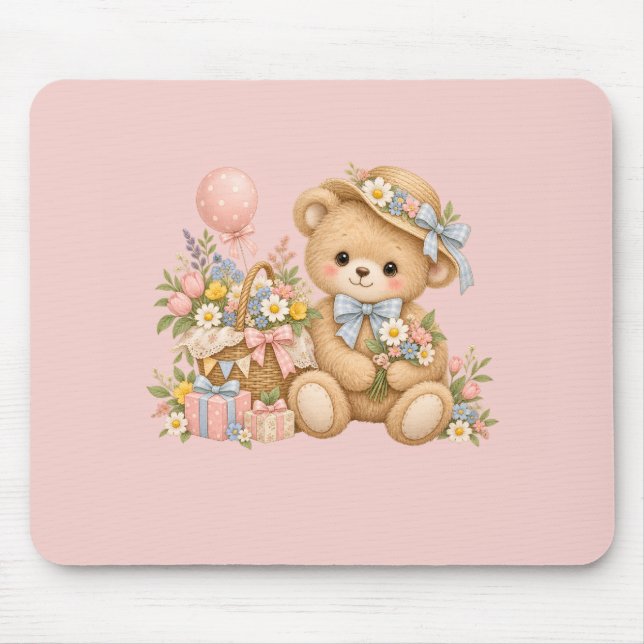 Sweet Teddy Bear Party Design Mouse Pad (Front)