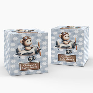 Sweet Teddy Bear Pilot Shower Boy Favor Box