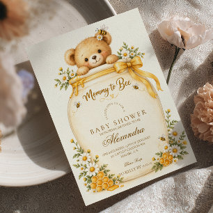 Sweet Teddy Mummy to Bee Baby Shower Invitation