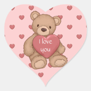 sweet teddybear heart sticker