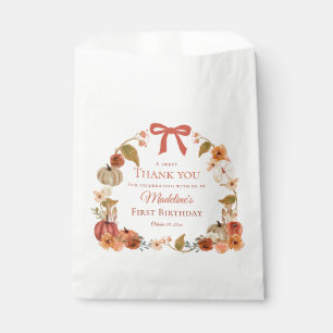 Sweet Thank You Fall Pumpkin Floral Wreath 1st Favour Bag