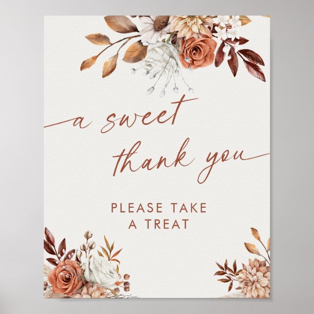 Sweet Thank You Favours Boho Bridal Shower Sign (Front)