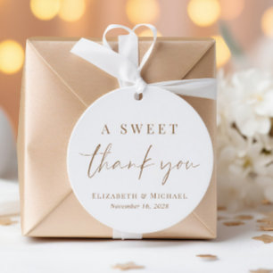 Sweet Thank You Gold Typography Wedding Reception Favour Tags