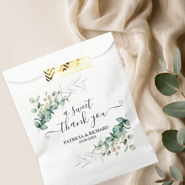 Sweet Thank You Greenery Eucalyptus Wedding Favour Bag (Creator Uploaded)
