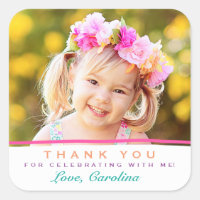 Sweet Thank You Photo Birthday Stickers