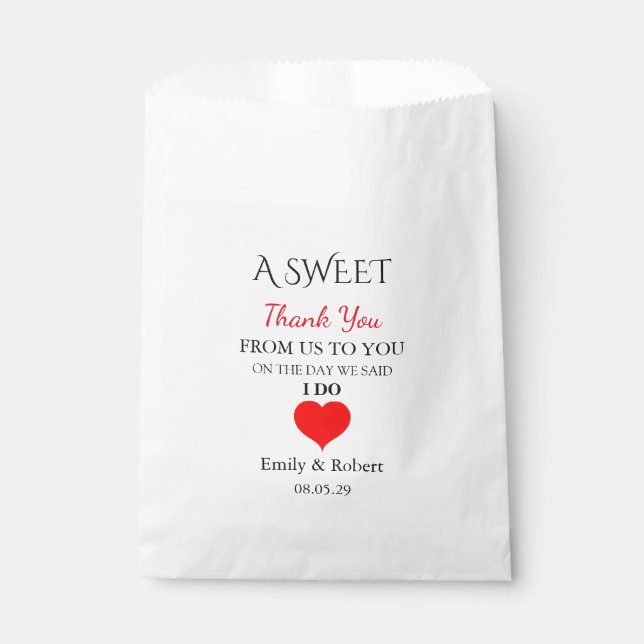 Sweet Thank You Wedding Favour Buffet Favour Bag (Front)