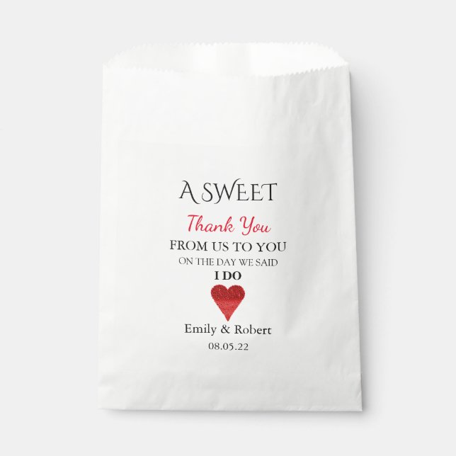 Sweet Thank You Wedding Favour Buffet Favour Bag (Front)