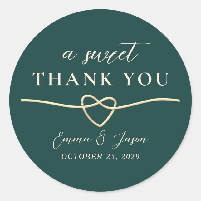 Sweet Thank You Wedding Favour Sticker (Front)