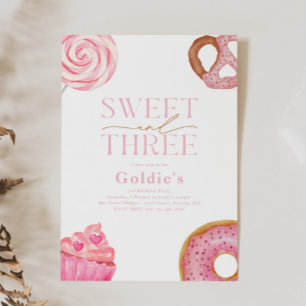 Sweet Three Birthday Party Invitations