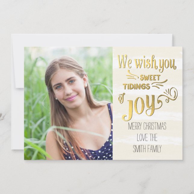Sweet Tidings Of Joy Holiday Photo Card (Front)