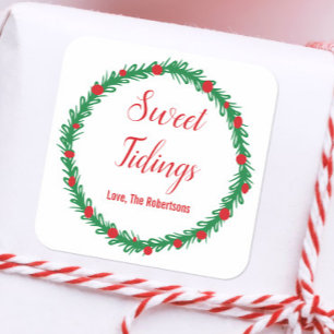 Sweet Tidings Seal, Christmas, Holiday Treat Square Sticker