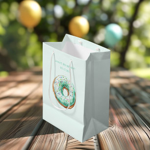 Sweet Time Pastel Green Doughnut Birthday Medium Gift Bag