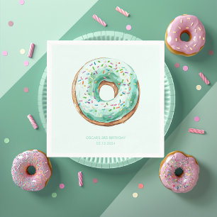 Sweet Time Pastel Green Doughnut Birthday Napkin