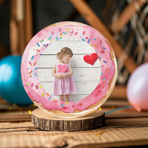 Sweet Time Pastel Pink Doughnut Birthday Classic Round Sticker