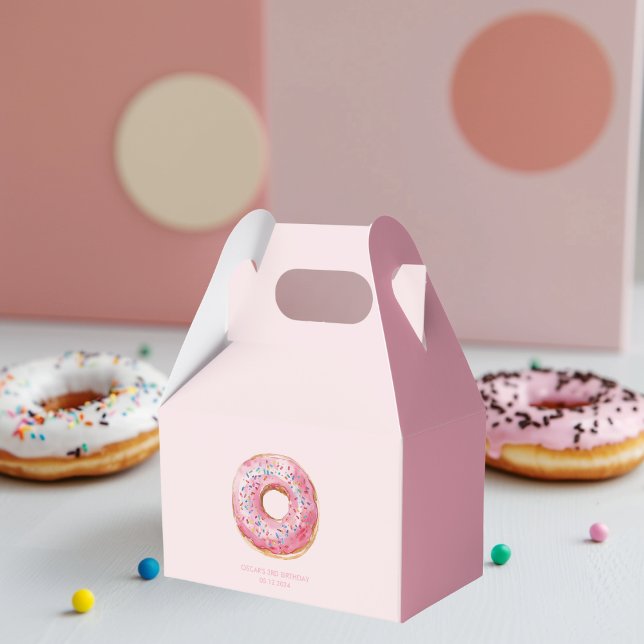 Sweet Time Pastel Pink Doughnut Birthday Favour Box (Creator Uploaded)
