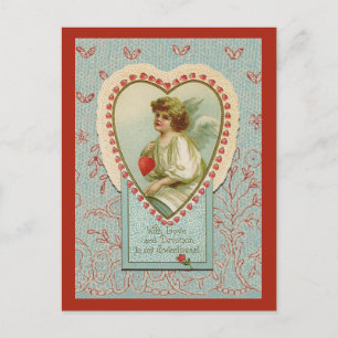 Sweet tiny hearts Valentine on faux lace Holiday Postcard