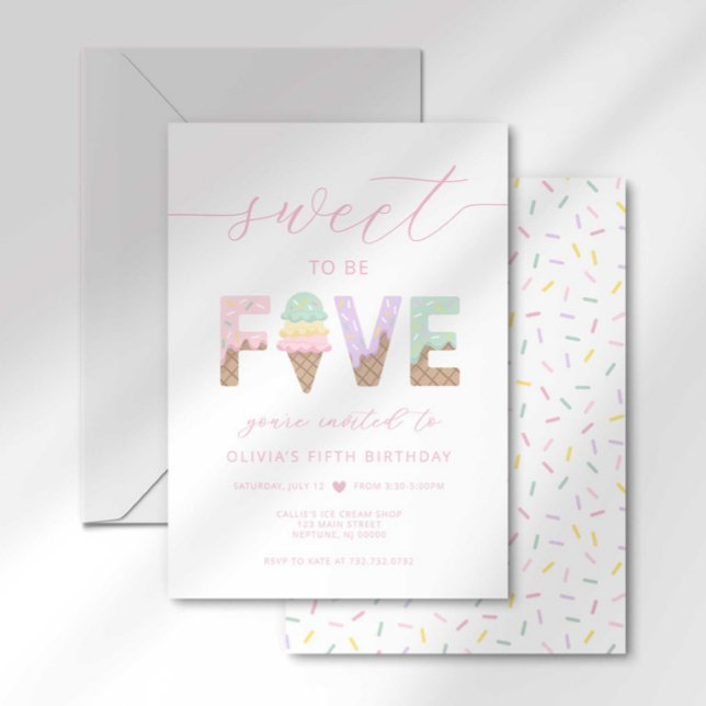 Sweet to be 5 Ice Cream Party Invitation (Creator Uploaded)