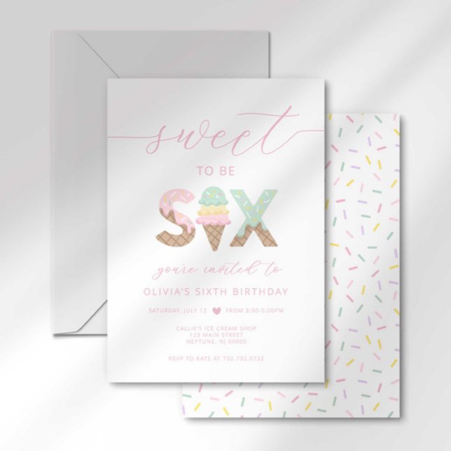 Sweet to be 6 Ice Cream Party Invitation (Creator Uploaded)