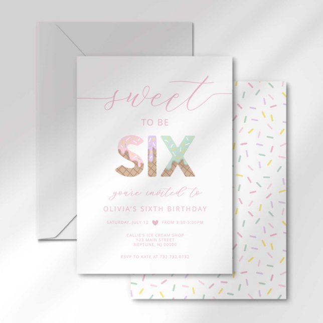 Sweet to be 6 Ice Cream Party Invitation (Creator Uploaded)