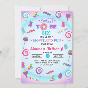 Sweet to be six candyland birthday invitation. invitation