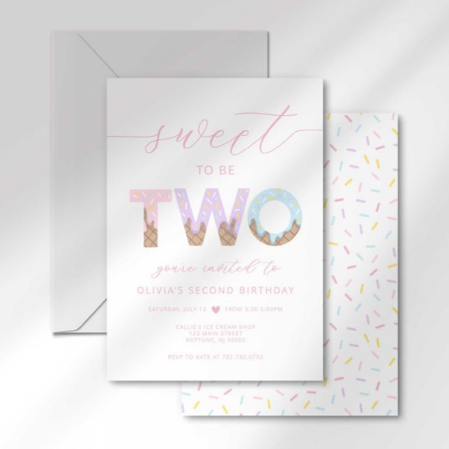 Sweet to be Two Ice Cream Party Invitation (Creator Uploaded)