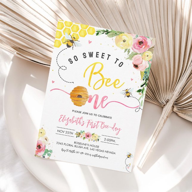 Sweet to Bee One 1st Birthday Invitation (Creator Uploaded)