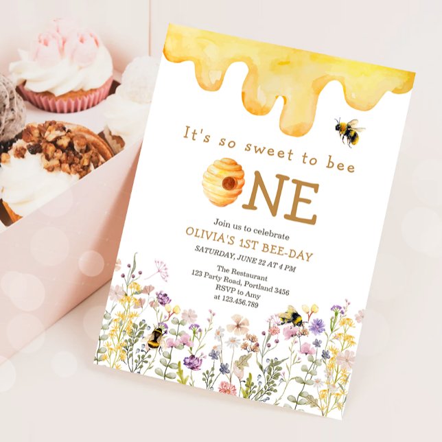 Sweet to Bee One Cute Honey Girl First Birthday Invitation (Creator Uploaded)