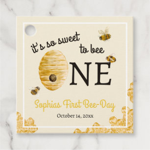 Sweet To Bee One First Birthday Watercolor Bees Favour Tags