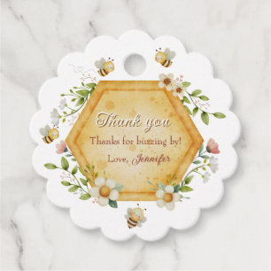 Sweet to Bee One Floral Honeycomb Favour Tags