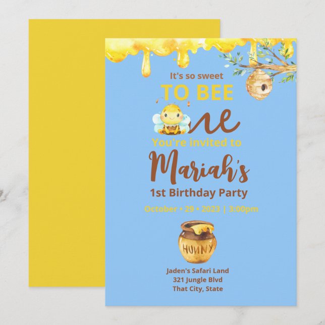 Sweet to bee one invitation (Front/Back)