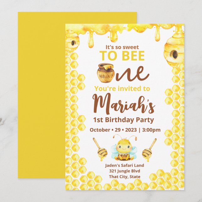 Sweet to bee one invitation (Front/Back)