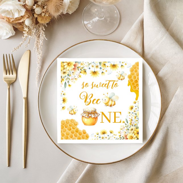 Sweet to Bee One Yellow Floral Napkins (Creator Uploaded)