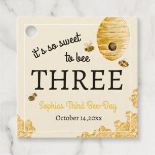 Sweet To Bee Three Third Birthday Bees Honeycomb Favour Tags