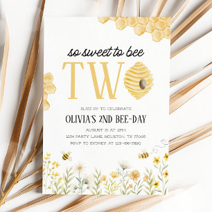 Sweet to Bee Two Bee 2nd Birthday Invitation