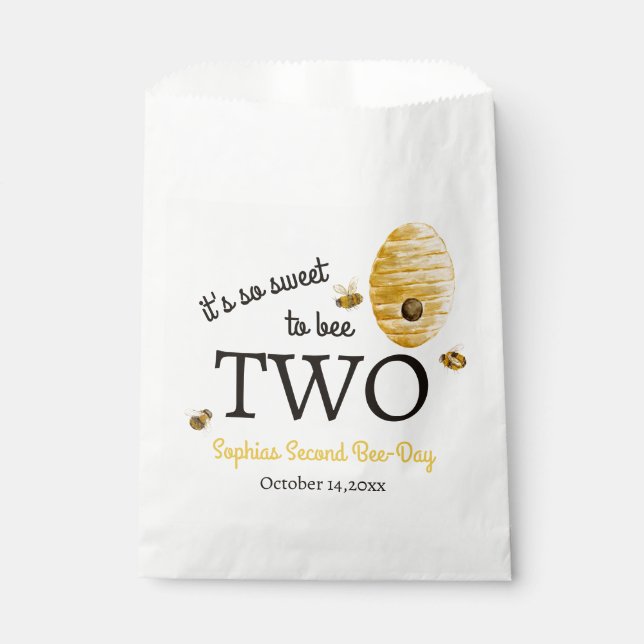 Sweet To Bee Two Second Birthday Bees Honeycomb Favour Bag (Front)