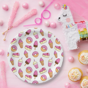 Sweet Tooth Dessert Pattern Paper Plate