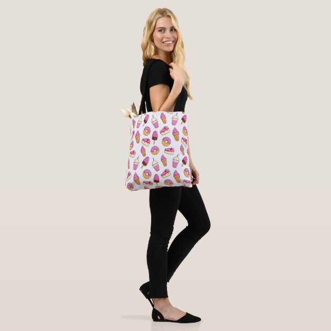 Sweet Tooth Dessert Pattern Tote Bag (On Model)