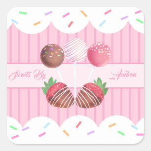 Sweet Treat Chocolate Strawberries And Cake Pops Square Sticker
