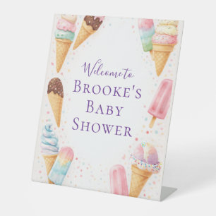 Sweet Treat Ice Cream Sprinkle Baby Shower Table Pedestal Sign