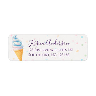 Sweet Treat Pastel Ice Cream Baby Shower Sprinkle Return Address Label