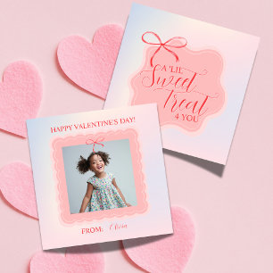 Sweet Treat Pink Bow Valentine's Classroom Photo Card