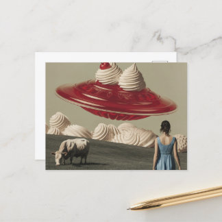 Sweet Treat UFO with whipped cream and cherry Postcard