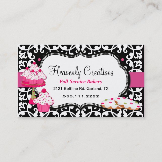 Sweet Treats and Damask Bakery Business Card (Front)