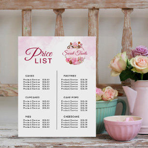 Sweet Treats Bakery Price List
